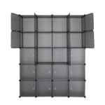 20 Cube Organizer Stackable Plastic Cube Storage Shelves Design Multifunctional Modular Closet Cabinet with Hanging Rod Gray - Image 4