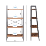 Industrial 4-Tier Bookshelf, Freestanding Rustic Display Bookcase Storage Rack Shelf Plant Stand for Living Room Home Office, Brown - Image 2