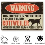 CIFbuy Rottweiler Warning Metal Sign Beware Of Dog Private Property Wall Plaque For Home Gate Outdoor (TikTok, temu pick-up service) - Image 3