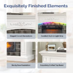 43" Shaker White Fireplace Media Console, Single Mantel with RGB Lights for 18" Fireplace Insert - Image 2