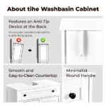 1-Drawer 2-Door Bathroom Vanity Bathroom Cabinet Washbasin Not Included 23.62*11.81*23.62in White - Image 6