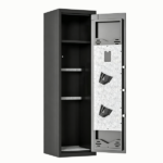52" Tall Black Rifle Safe, Biometric & Keypad Lock, Adjustable Gun Racks with Built-in Alarm System, Pre-Assembled - Image 4