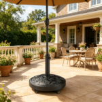10 Ft Solar Powered Patio Umbrella with 24 LED Lights, Beige Outdoor Market Umbrella - Image 27