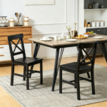 Black Farmhouse Wooden Dining Chairs Set of 2 with Cross Back Design for Kitchen Table Only chairs - Image 8