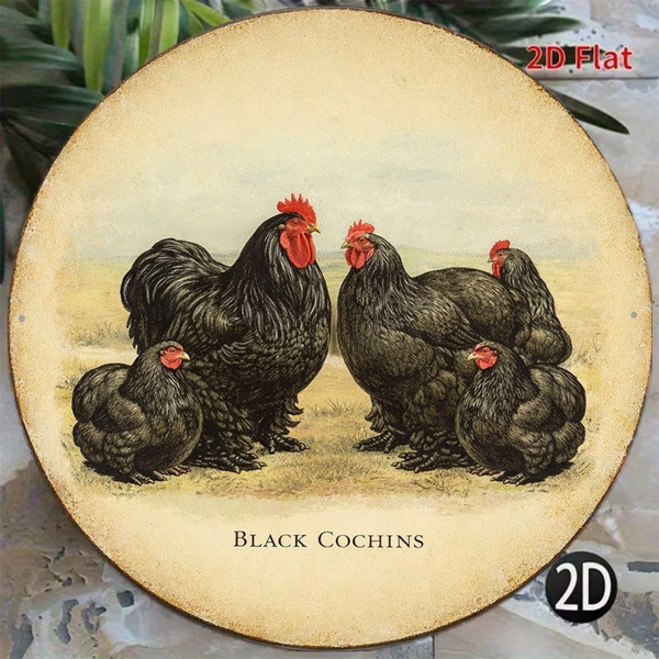 9356fa4b-b42c-4bf1-b5cc-abd40cc5890c.png CIFbuy 1pc Black Cochin Chicken Vintage Decorative Sign 8x, "" Cochin Chicken Vintage, Vintage Decorative Sign 8x8in 2D Flat Round Plaque TikTok, Temu Self-pickup Logiaqics - Image 1