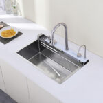 Pull-out Facuet Single Bowl Sink Kitchen Vegetable Sink 304 Whale Waterfall Sink Dish Sink Household Vegetable Washing Basin, Dark Gray[Unable ship on weekends, TK/TEMU only for pickup, only TX10643 warehouse supports GOFO] - Image 4