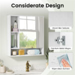 2 in 1 Mirrored Bathroom Wall Cabinet, Space-Saving Medicine Cabinet with Hidden Storage & Shelves - White - Image 11