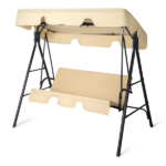 68*43*60 inch Khaki KD Model with Cushion Canopy Iron Oxford Fabric 250kg Iron Swing Set