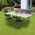 6' Folding Table Portable Plastic Indoor Outdoor Picnic Party Dining Camping Tables - Image 114