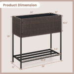 28" Elevated Raised Planter Box with Storage Shelf, Ergonomic Garden Bed for Patio Balcony Herb Vegetable - Brown - Image 5