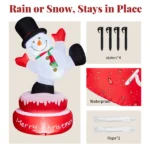 4.8FT Lighted Christmas Inflatable Decoration, Large Rotating Snowman with Motor, Funny Blow Up Yard Decorations with Built-in LED Lights for Holiday Party Front Yard Lawn Garden Decor - Image 5
