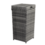 With Top Cover Iron Frame Rattan Trash Can Gary Gradient - Image 5