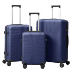 PP Trolley Case 20in 24in 28in 3PCS Suitcase Set Navy Blue
