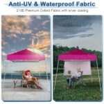 6x6ft Pop Up Canopy Tent, Outdoor Tent Canopy Foldable Portable Canopies for Camping, Patio, Easy Up Gazebo Canopy with Carry Bag Slant Legs pink - Image 17