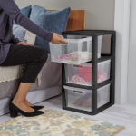 3 Drawer Tower, Plastic Storage Organizer with Removable Clear Bins, Easy to Assemble - No Tools Needed, Black (Shipment from Walmart) - Image 6