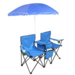 Same Code 57651919 Portable Outdoor 2-Seat Folding Chair with Removable Sun Umbrella Blue - Image 15