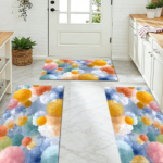 Three-piece kitchen rug set, non-slip and washable, abstract pattern kitchen hallway rug, soft and comfortable, suitable for sinks, floors, entrances, hallways and bathrooms. - Image 8