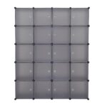 20 Cube Organizer Stackable Plastic Cube Storage Shelves Design Multifunctional Modular Closet Cabinet with Hanging Rod Gray