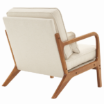 Same Code 16753613 Oak Armrest Oak Upholstered Single Lounge Chair Indoor Lounge Chair Off-White - Image 5