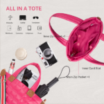 Puffer Tote Bag for Women with Zipper, Quilted Puffy bag Lightweight Crossbody Hobo Padded Handbag with Strap-Rose - Image 4