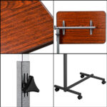 Multifunctional Adjustable Bedside Table MDF/Iron/4 Wheels With Brake, Dark Wood Grain Color - Image 40