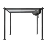 143.1" x 101.4" Retractable Canopy Metal Pergola, Heavy Duty Powder Coated Iron Frame Patio Pergola with Adjustable PA Coated Oxford Fabric Shade Canopy for Backyard Garden Lawn, Dark Gray - Image 6