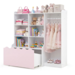 Kids Clothing Rack with Storage Cubes & Rolling Drawer Multifunctional Children Wardrobe Organizer - Image 3
