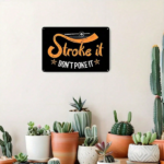CIFbuy Funny Billiards Pool Metal Tin Sign Wall Art, "Stroke It Don't Poke It" Humorous Quote Decor With Pool Cue & Stars Pattern, Pool Cue & Stars Pattern, Vint TikTok, TikTok, te Decor With Pool Cue & Stars Pattern Self-okckup Logiopintorous Quote - Image 2