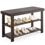 Shoe Rack Bench, 3-Tier Bamboo Storage Organizer, Brown (Shipment from Walmart)