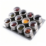 Banned for Amazon Upgrade Magnetic Spice Jars 12pcs with Wall Mounted,Stainless Steel Spice Tins with Lid and Small Holes for Sprinkle Rust Free Easy to Clean - Image 2