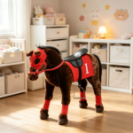 Kids Ride on Horse Toy Age 3-8 – Press to Neigh, Equipped with Saddle & Stirrups - Image 5