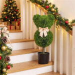 2 Pack Cute Bear Topiary Trees with Cement Weighted Pots Lifelike Green Faux Boxwood Decor for Indoor Outdoor - Image 9
