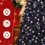 7.5 FT Pre-lit Artificial Christmas Tree, Hinged Xmas Pine Tree with 1350 Branch Tips, 400 Lights and Remote Control for Holiday Party Office Home, Black - Image 10