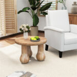 24" Round Mahogany Accent Table - Solid Wood, 110lbs Capacity, Indoor/Outdoor Use, Natural - Image 4