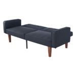 Modern PU Leather Futon Sofa with Tufted Backrest, Adjustable Reclining Couch with Wood & Metal Legs, Mid-Century Style Sofa for Living Room - Image 4