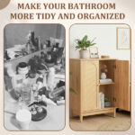 Natural wood color, particleboard with melamine veneer and rattan finish, 60*30*80cm, double doors, bathroom vanity - Image 17