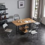 Same Code 31709558 6pcs Elegant Foldable Iron & PVC Chairs for Convention & Exhibition Gray - Image 57