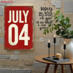 CIFbuy Vintage July 4th Independence Day Metal Wall Sign, 8x12 Inch 2D Flat Aluminum Patriotic Wall Art, Art, Rustic Red White Distressed Le ikTok, ikTok, tic Wall Art Self- 8ckup Logiop Leum - Image 2