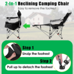 Outdoor Reclining Camping Lounge Chair 95°-160° Adjustable Angle Carbon Steel Frame Heavy Duty Foldable Chair with Storage Bag for Patio Backyard Travel - Image 5