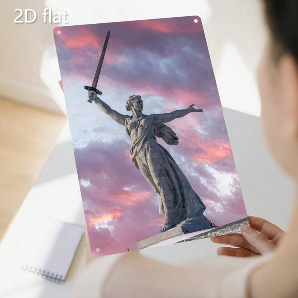 94745c4f-f37f-41e2-aaea-0419836bba10.png CIFbuy Vintage Metal Wall Art Motherland Statue Sunset Tin Sign, Sign, With Pre-Drilled Holes For Home Patio MotheikTok, MotheikTok, Self-n ckup Logiopio 2D - Image 1