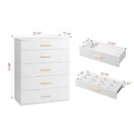 Particleboard Wood Three Drawers With LED Light Bedside Table Dresser Nightstand White - Image 3