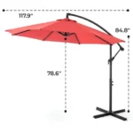 9.8FT Offset Cantilever Patio Umbrella with Crank & 8 Ribs, Easy Tilt Adjustment,UV Protection for Backyard Patio Lawn,red - Image 2