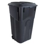 (2 pack)32 Gallon Wheeled Heavy Duty Plastic Garbage Can, Attached Lid, Black - Image 2