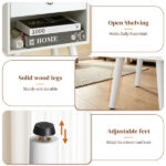 White P2 particleboard with solid wood legs, linen-textured melamine finish, and ring pull handle. 38*30*55cm. One drawer with a lower compartment. Bedside table. 1PC - Image 3