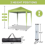 6.5X6.5FT Two Doors & Two Windows Practical Waterproof Right-Angle Folding Tent Greenish-Gray - Image 6