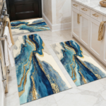 Three-piece kitchen rug set, non-slip and washable, abstract pattern kitchen hallway rug, soft and comfortable, suitable for sinks, floors, entrances, hallways and bathrooms.