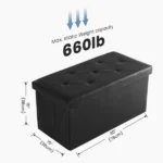30 Inches Folding Ottoman with Storage Bench, Foot Rest Stool, End of Bed Storage Bench , Load 660 lbs, for Living Room, Synthetic Leather, Black (Shipment from Walmart) - Image 2