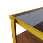 Modern Coffee Table, Tempered Glass Tabletop, Rectangle Coffee Table with Sturdy MDF Base and Golden Iron Legs, Easy Assembly Living Room Furniture, 38.39 Inch Length, Gold (Shipment from Walmart) - Image 5