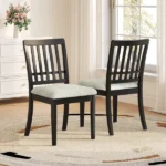 2-Piece Modern Scandinavian Dining Chairs, Curved Wood Backrest with Gray Fabric Seat, Finish for Dining Room and Apartment, Easy to Assembly -BLACK - Image 13