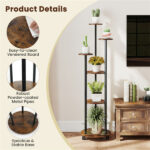 6-Tier Plant Stand with RGB Light Strip, Smart APP & Remote Control Plant Shelf for Home Decor-Rustic Brown - Image 8
